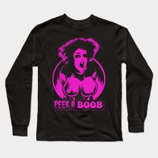 Peek A Boob! (pink version) Long Sleeve T-Shirt